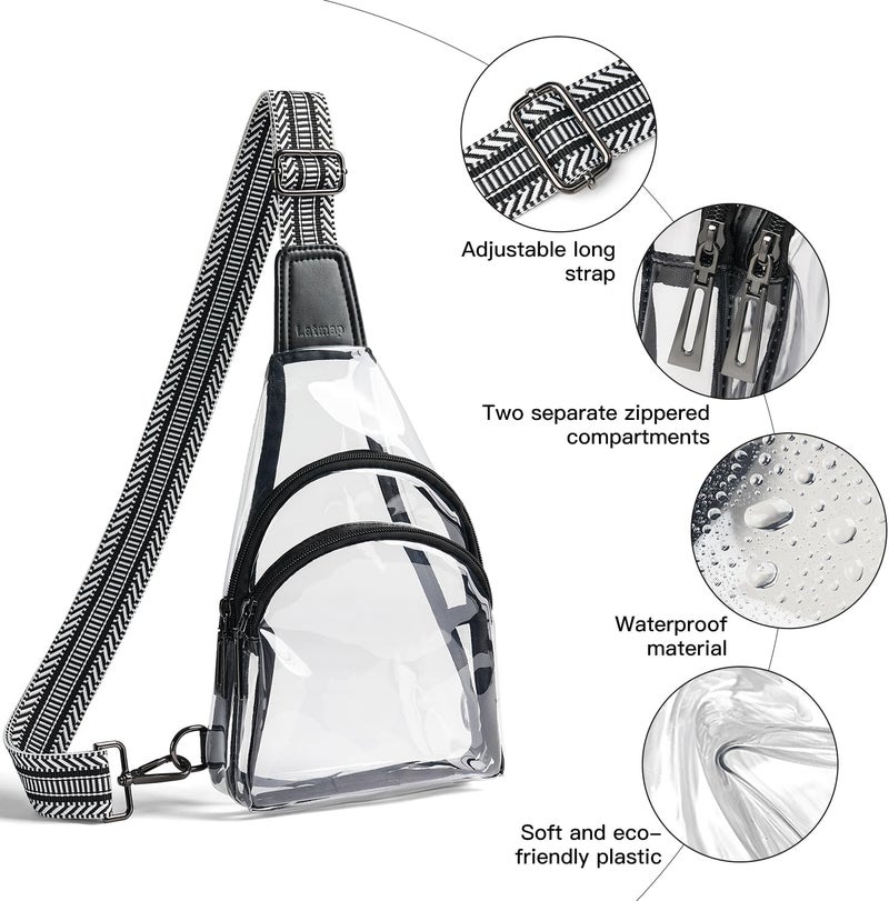 LATMAP Clear bags Stadium Approved Crossbody Sling Bag Fanny Pack Backpack Purses for Women Men Belt bag for stadium events - Image 5